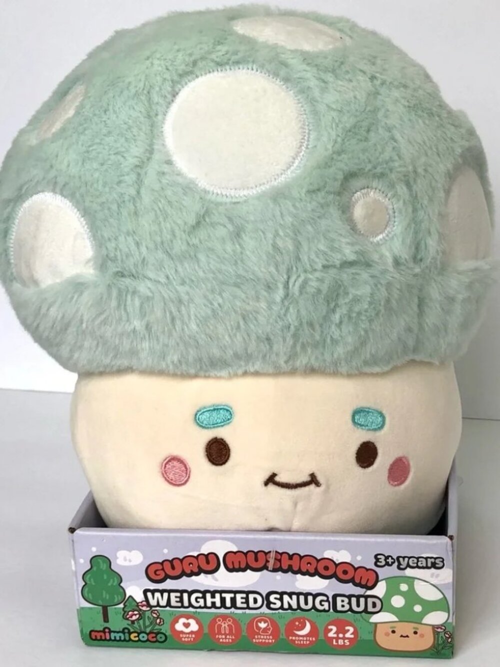 Mimicoco Weighted Snug Bud “Guru Mushroom” Snuggle Buddy Plush Soft Toy NEW 10x7
